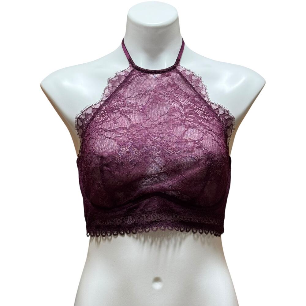 Victoria's Secret Very Sexy Lace Halter Underwire Bralette Wine Purple 36D